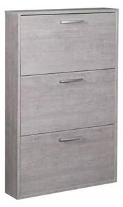 Scarpiera Salvaspazio 3 Ante 9 Paia 65x15x99,6 cm in Truciolare Nobilitato Cemento
