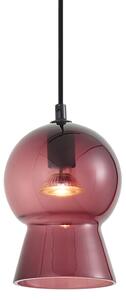 Lampada a sospensione retrò nera con vetro viola per sistema a binario monofase - Iconic Bell