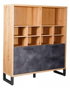 Libreria 1 Anta 2 Cassetti 131,6x35x147,2 cm in Truciolare Nobilitato Quercia e Ardesia
