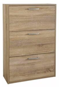 Scarpiera Salvaspazio 3 Ante Doppia Profondità 18 Paia 65x25x99,6 cm in Truciolare Nobilitato Rovere Sonoma