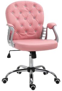 Moonbite, poltrona reclinabile, imbottitura a rombi, 59,5 x 60,5 x 105 cm, sedia da ufficio ergonomica, altezza seduta regolabile tramite pistone a gas, imbottitura ad alta densità, portata massima 120 kg, rivestimento in ecopelle, colore rosa