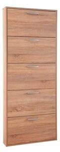 Scarpiera Salvaspazio 5 Ante 15 Paia 65x15x164 cm in Truciolare Nobilitato Rovere Sonoma