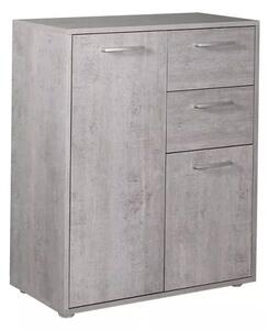 Armadietto Multiuso 3 Ante 2 Cassetti 87,6x35,3x72 cm in Truciolare Nobilitato Cemento