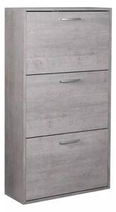 Scarpiera Salvaspazio 3 Ante Doppia Profondità 18 Paia 65x25x119,4 cm in Truciolare Nobilitato Cemento