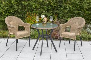 Set di mobili da giardino Merxx "Ravenna" 3 pezzi con tavolo Ø 70 cm - Struttura in alluminio color grafite con intreccio in plastica color naturale