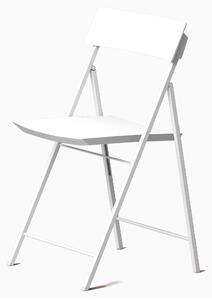 Sedia pieghevole richiudibile LEI con struttura Alluminio verniciata . chiusa ingombra solo 5 cm seduta e schienale in plastica Colore Bianco