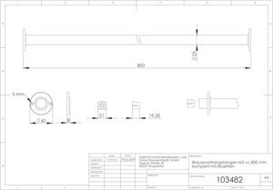 Asta per tende da doccia ASW Serie 1000 103482 800 mm, ottone cromato, Ø 25 mm, versione diritta