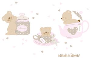 Adesivi murali Tea Time Beige/Rosa - Adesivi Murali per Bambini