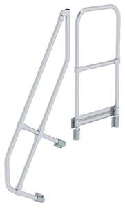 Scala con piattaforma 60° secondo corrimano per 4 gradini inclinazione 60°