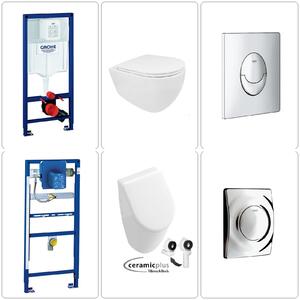 BB INFINITY WC sospeso senza bordo con orinatoio Villeroy & Boch Subway con accessori Grohe, cromo