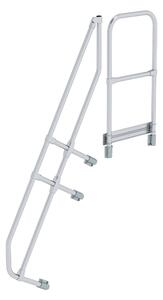 Scala con piattaforma 60° secondo corrimano per 6 gradini inclinazione 60°