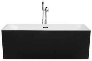 BELIANI Vasca da bagno rettangolare freestanding moderna in acrilico nero con illuminazione LED e getti