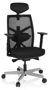 Sedia girevole da ufficio BELLAC, schienale con supporto lombare, ergonomica, nera, regolabile in altezza