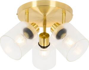 QAZQA - Faretto da soffitto Art Deco oro I ottone con vetro Faretto a 3 luci orientabile rotondo - Laura I soggiorno I camera da letto - rotondo - LED adatto E27