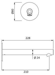 Herzbach SIRO, rivestimento PVD oro, doccetta a parete, uscita rotonda, 210 mm, finitura oro
