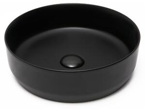Lavabo SAT LOFTY Ø 39cm x 12h con set di scarico, nero opaco