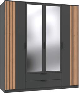 Armadio 4 ante battenti con 1 specchio e 2 cassetti L180 cm - LUEBECK