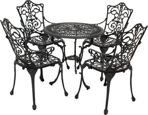 Set da bistrot DEGAMO, set da giardino in stile Art Nouveau, 5 pezzi, in fusione di alluminio grigio anticato, resistente alle intemperie