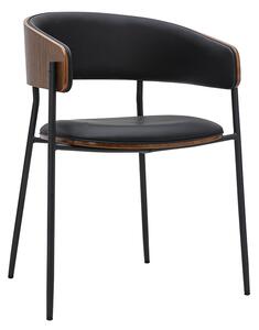 Sedia di design nera e legno scuro noce DANTE