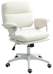 Sedia da ufficio Moonbite con funzione di inclinazione, regolabile in altezza da 49 a 59 cm tramite pistone a gas, imbottitura doppia, rotazione a 360°, ruote silenziose, portata massima 120 kg, rivestita in ecopelle, colore bianco