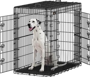 Gabbia per cani, box pieghevole per cani, XXL (alto) con 2 porte, vassoio in plastica estensibile