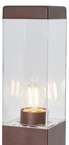 Lampada da esterno color ruggine con vetro trasparente, 80 cm, IP44, con presa di corrente e sensore di movimento Malios