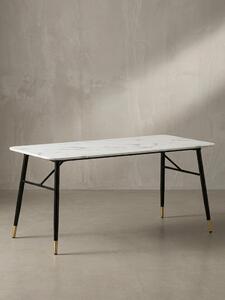 Tavolo da pranzo 160x80x76 cm, bianco effetto marmo, moderno, grande tavolo da cucina, tavolo da pranzo rettangolare, tavolo da pranzo con gambe in metallo