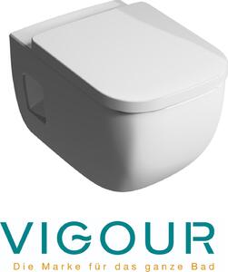 VIGOUR DERBY PLUS WC sospeso senza bordo +5cm Accesso per disabili CaretectPLUS e sedile WC SoftClose, bianco