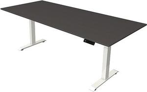 Scrivania Kerkmann Move 4 regolabile elettricamente in altezza, antracite, rettangolare, con base a T bianca, 250,0 x 100,0 cm