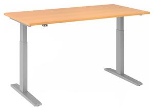 Scrivania regolabile in altezza XMKA | 2 motori | 120-180 cm | elettrica | faggio, colore telaio:argento, dimensioni piano d'appoggio:160 x 80 cm