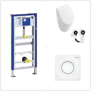 Orinatoio VILLEROY & BOCH SUBWAY con coperchio SoftClose e telaio da incasso GEBERIT + piastra di risciacquo, bianco