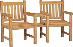 Panchina da giardino Feierabendbank in teak 160 cm con tavolo in legno massello naturale