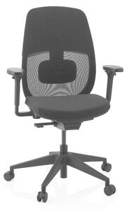 Hjh OFFICE Sedia professionale per ufficio Skandis Sedia da scrivania ergonomica con braccioli (regolabile in altezza) in tessuto / rete nera Sedia girevole per ufficio, casa
