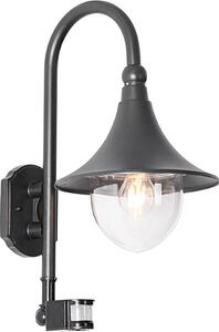 Lampada da parete nera IP44 con sensore di movimento Daphne