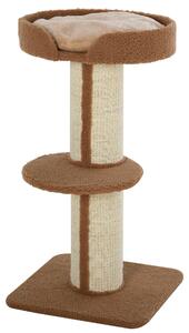 PawHut Tiragraffi a forma di albero con piattaforma, sisal e peluche, marrone chiaro