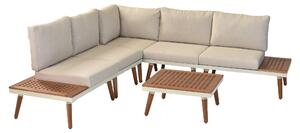 Set da salotto Merxx "Delphi", alluminio/acacia, bianco
