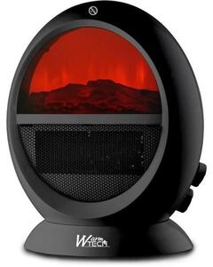 Camino elettrico decorativo WARMTECH WTFED1500-N, 2000 W, design rotondo, colore nero