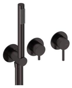 SANYCCES LOOP Miscelatore da incasso a 2 vie per doccia con deviatore, doccetta e flessibile, nero metallizzato