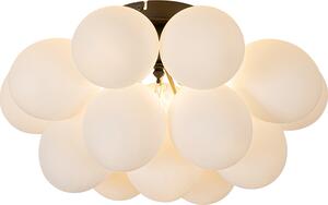 QAZQA - Lampada da soffitto in stile Art Déco | Lampada da soffitto | Lampada | Lampada nera con vetro opalino a 4 luci – Uvas | Soggiorno | Camera da letto - Sfera | Sferica - Compatibile con LED G9