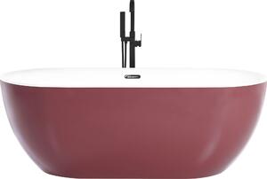 BELIANI Vasca da bagno freestanding, acrilico sanitario rosso lucido Singolo 170 x 80 cm, design moderno ovale
