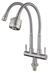 Solidchoice - Rubinetto da cucina in acciaio inossidabile con due maniglie e due uscite