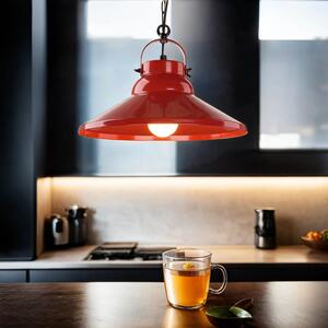 Lampada a sospensione decorativa in design industriale rosso 1x E27 fino a 60 watt 230V in metallo, per cucina sala da pranzo lampada a sospensione lampada a sospensione illuminazione interna
