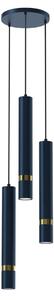 Lampada a sospensione blu scuro e oro a tre tubi regolabile Joker 3xGU10 8W Milagro