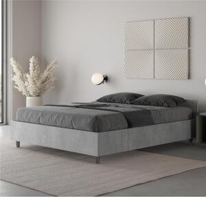Letto Matrimoniale alla Francese, Modello NUAMO, Senza Rete e Senza Materasso Dimensioni 140x200 cm testata Bassa Nobilitato Stile Minimal ed Essenziale Colore cemento