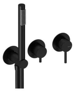 SANYCCES LOOP Miscelatore da incasso a 2 vie per doccia con deviatore, doccetta e flessibile, nero opaco