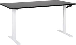 BELIANI Scrivania regolabile in altezza struttura in acciaio bianco nero 160 x 72 cm regolazione manuale in altezza scrivania moderna per ufficio