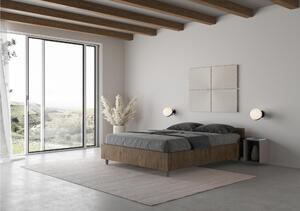 Letto Matrimoniale alla Francese, Modello NUAMO, Senza Rete e Senza Materasso Dimensioni 140x200 cm testata Bassa Nobilitato Stile Minimal ed Essenziale Colore Noce