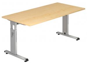 VOS16/3/S Scrivania Hammerbacher con piede a C - 160 x 65-85 x 80 cm, regolabile in altezza, acero/argento