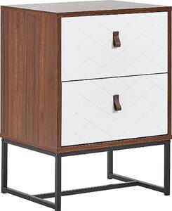 BELIANI Comodino in legno scuro con struttura in metallo bianco, con cassetti 69 x 49 cm moderno, per camera da letto