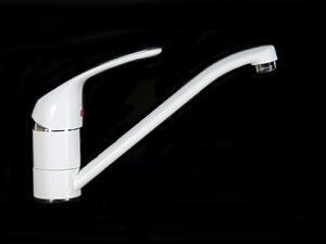Rubinetto da cucina, piano di lavoro, lavello, rubinetto, bianco, a bassa pressione